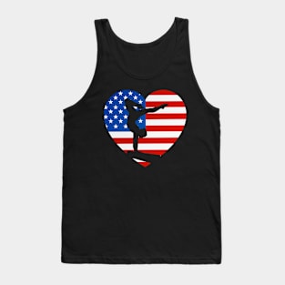 Patriotic Sports Gift American USA Flag Heart Boys & Girls Gymnastics Tank Top